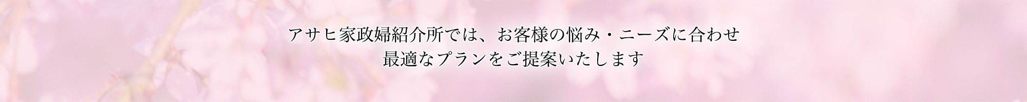 アサヒ家政婦紹介所では、お客様の悩み・ニーズに合わせ最適なプランをご提案いたします
